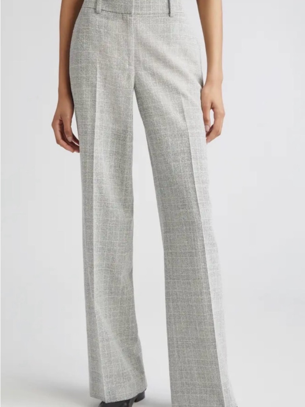 Sullivan Glen Plaid Wool Blend Bouclé Wide Leg Pants